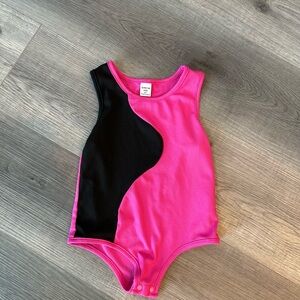 4/20$ SHEIN Girls Bright Pink and Black Ribbed Bodysuit size 4Y